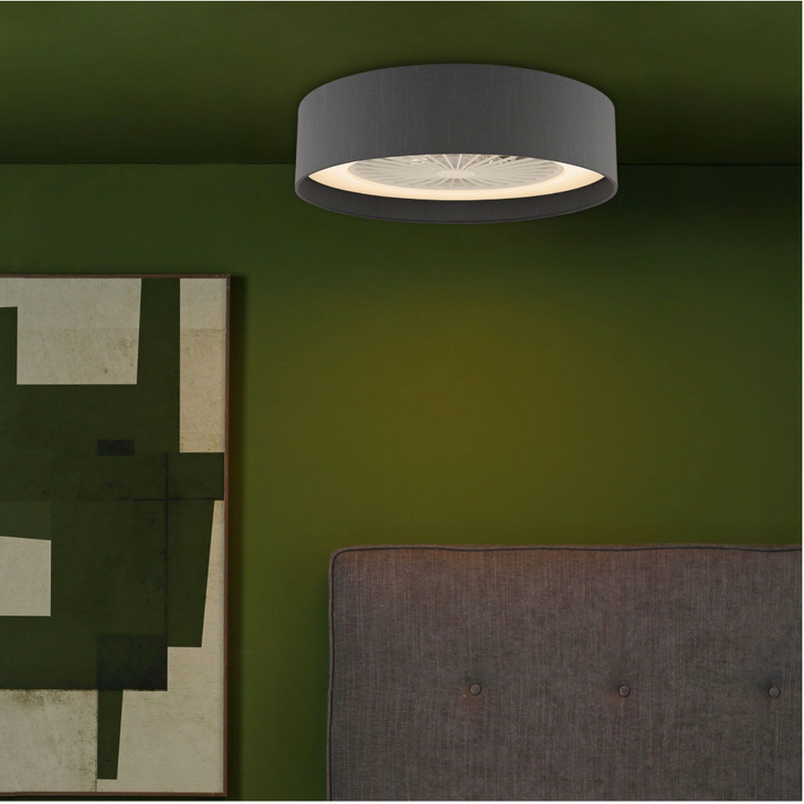 Dar Grey Faux Silk Ceiling Fan Light - 50cm