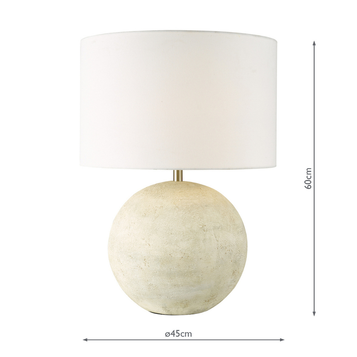 Dar Havana Ceramic Table Lamp Natural Finish With White Shade - Switched