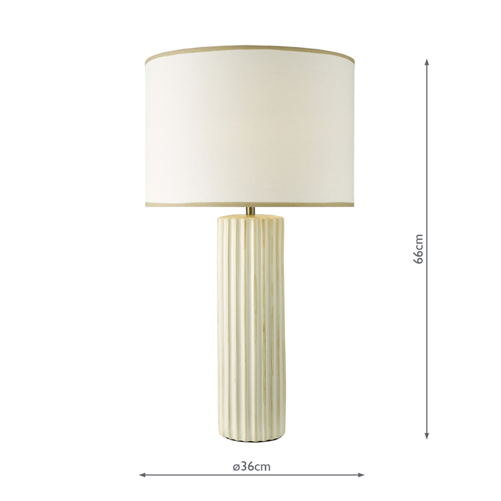 Dar Idella Table Lamp In Taupe Ceramic Complete With Shade White Fabric Shade With Gold Trim