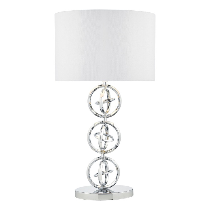 Dar Innsbruck INN4250 Polished Chrome Finish Table Lamp Complete With Ivory Faux Silk Shade