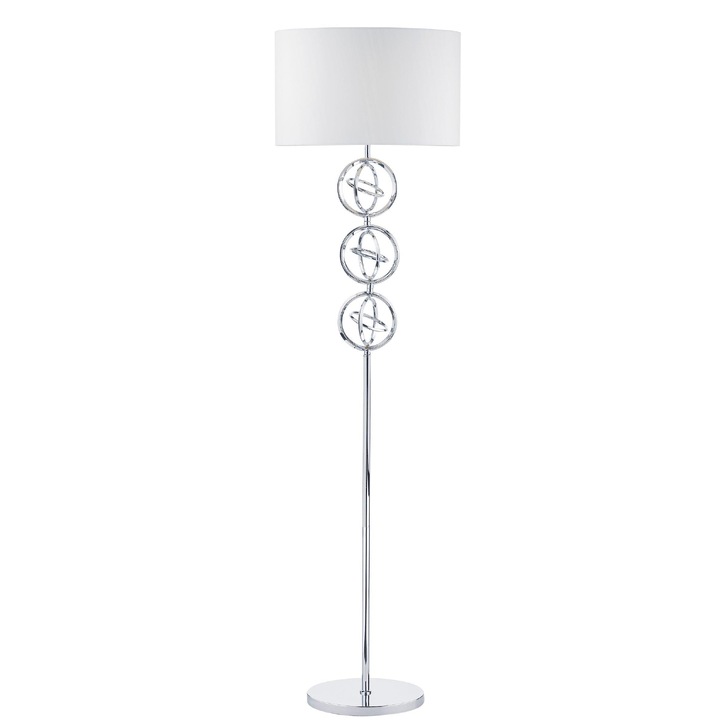 Dar Innsbruck INN4950 Polished Chrome Finish Floor Lamp Complete With Ivory Faux Silk Shade