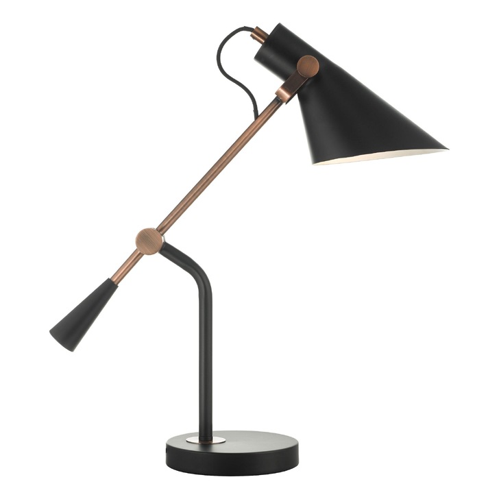 Dar Jack Task Table Lamp In Black And Antique Copper