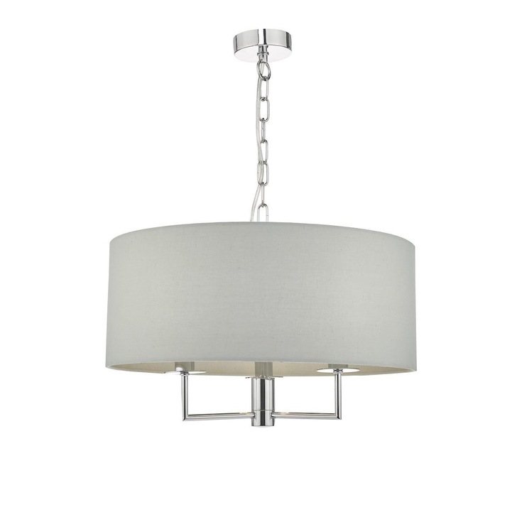 Dar Jamelia JAM0339 3 Light Pendant In Polished Chrome Finish Complete With Grey Shade