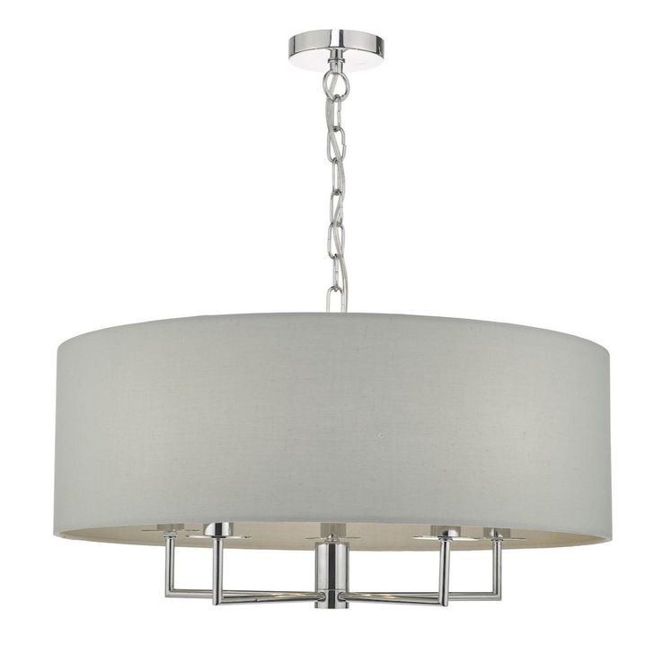 Dar Jamelia JAM0539 5 Light Pendant In Polished Chrome Finish Complete With Grey Shade