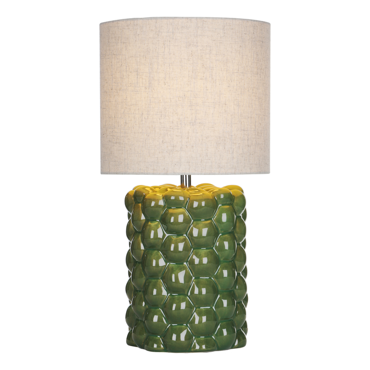 Dar Jayden Table Lamp Green Reactive Glaze With Natural Shade
