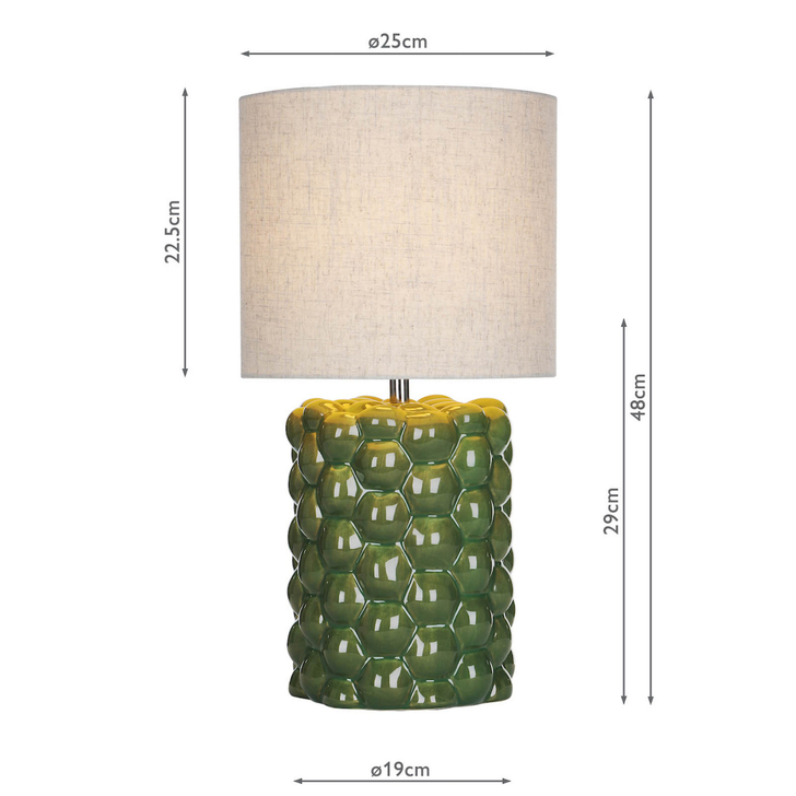 Dar Jayden Table Lamp Green Reactive Glaze With Natural Shade