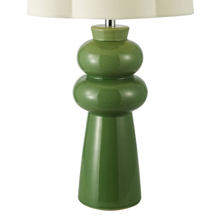 Dar Jordana Green Table Lamp With Ivory Cotton Fluted Shade