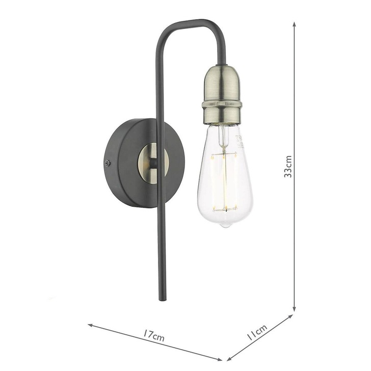 Dar Kiefer KIE0722 Black & Antique Brass Single Wall Light