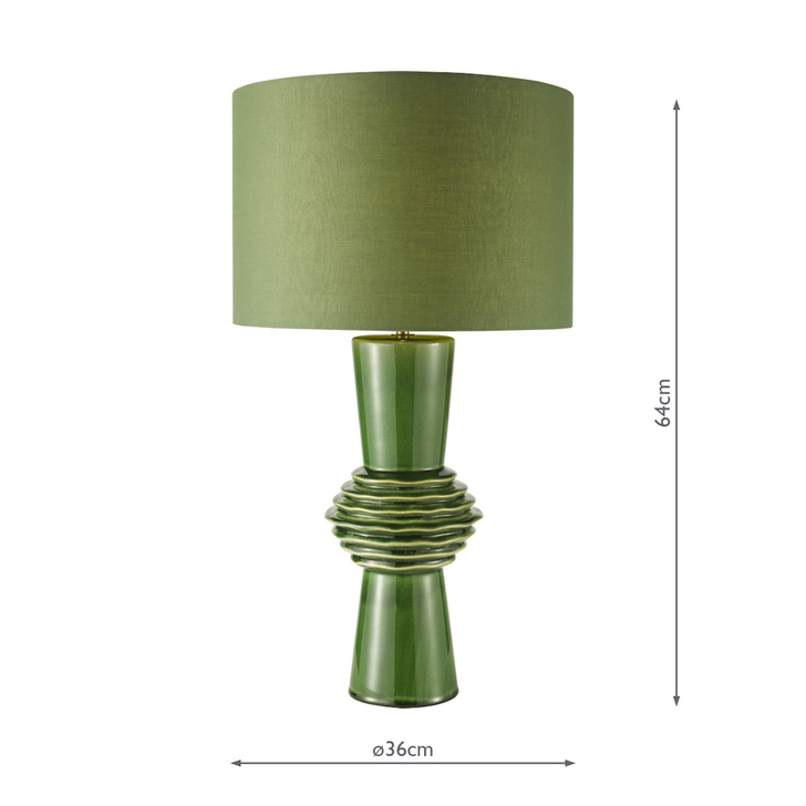 Dar Lagle Green Table Lamp With Green Cotton Shade