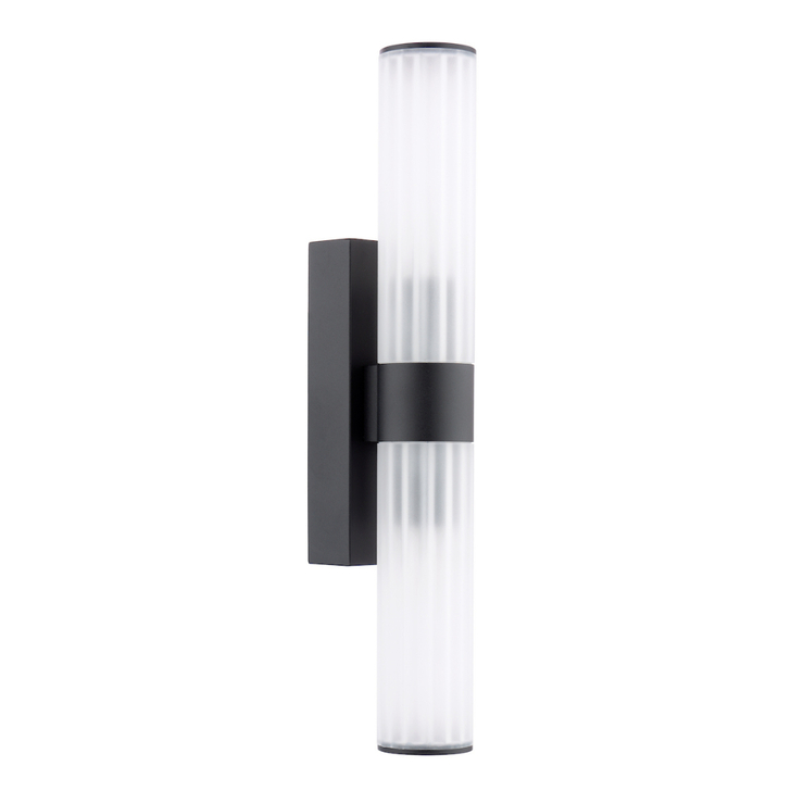 Dar Lars 2 Light Bathroom Wall Light In Matt Black With White Frosted Acrylic Shades -  IP44