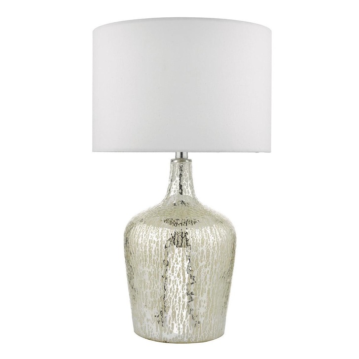 Dar Lolek LOL4232 Table Lamp In Silver Glass Finish Complete With Ivory Shade