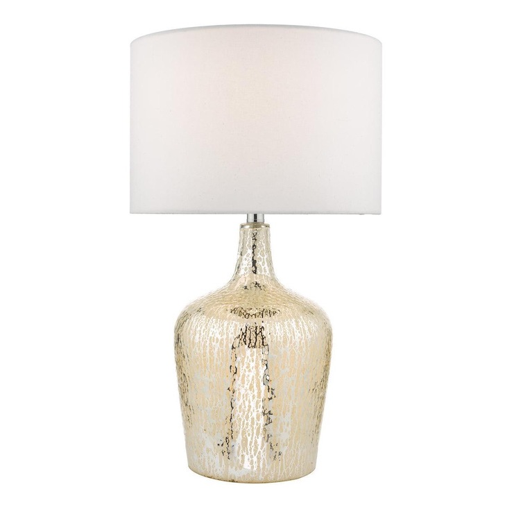 Dar Lolek LOL4232 Table Lamp In Silver Glass Finish Complete With Ivory Shade