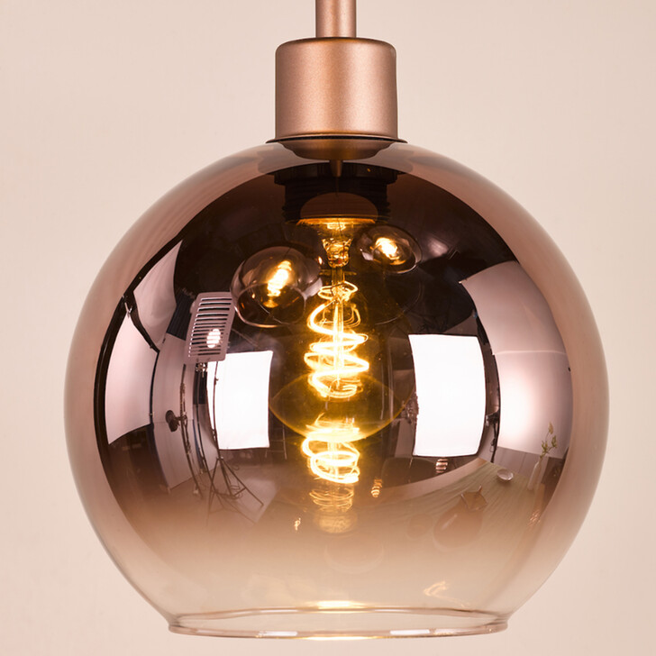 Dar Lycia Satin Bronze Finish 1 Light Pendant Light Complete With Bronze To Clear Ombre Glass Shade