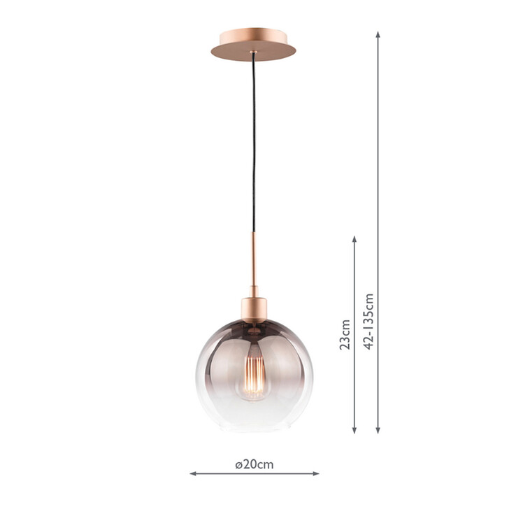 Dar Lycia Satin Bronze Finish 1 Light Pendant Light Complete With Bronze To Clear Ombre Glass Shade