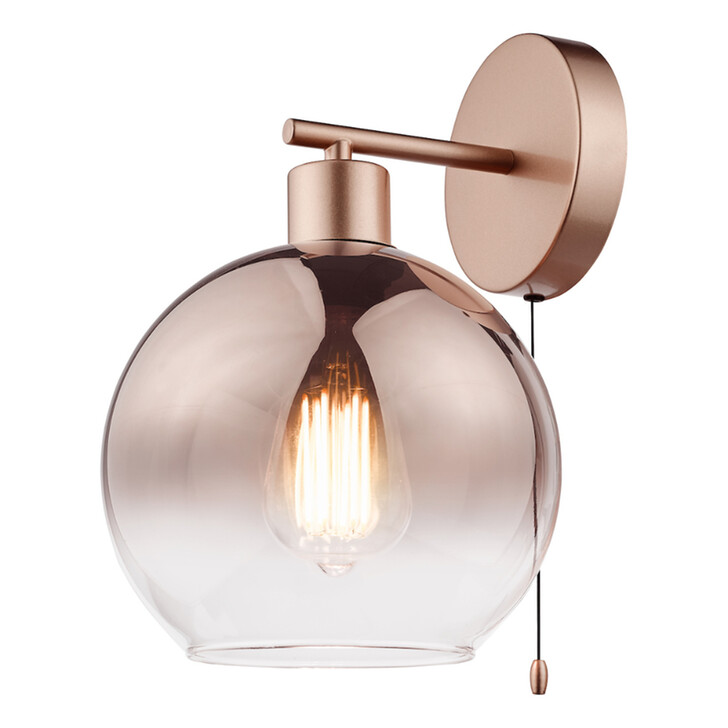 Dar Lycia Satin Bronze Finish 1 Light Wall Light Complete With Bronze To Clear Ombre Glass Shade - Switched