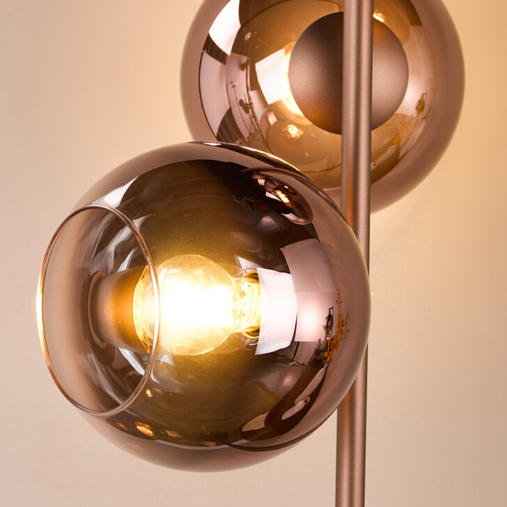 Dar Lycia Satin Bronze Finish Floor Lamp Complete With Bronze To Clear Ombre Glass Shade - Switched