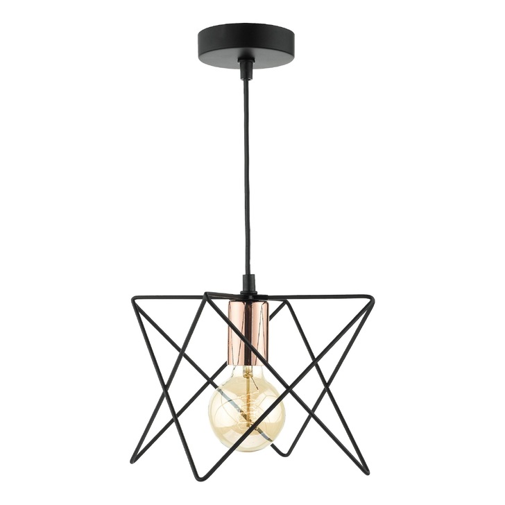 Dar Midi MID0122 Matt Black & Polished Copper Single Pendant