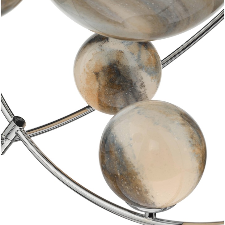 Dar Mikara 7 Light Pendant In Polished Chrome Complete With Planet Glasses