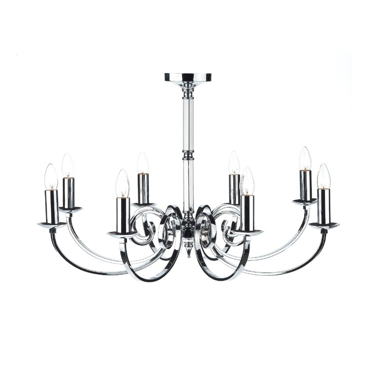 Dar Murray MUR0850 Polished Chrome Finish 8 Light Dual Mount Pendant