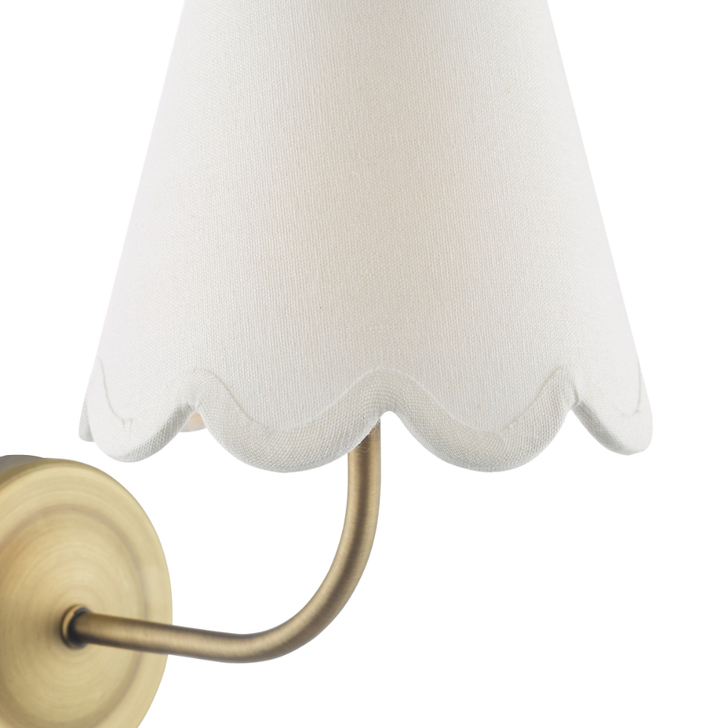 Dar Navarro Wireless USB Rechargeable Wall Light Matt Antique Brass With Ivory Linen Shade - Touch Dimmable 2800K Warm White LED