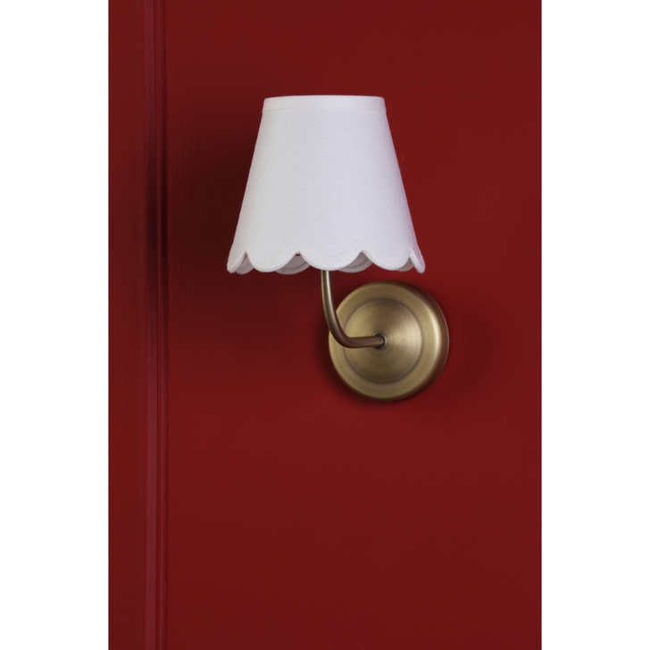 Dar Navarro Wireless USB Rechargeable Wall Light Matt Antique Brass With Ivory Linen Shade - Touch Dimmable 2800K Warm White LED