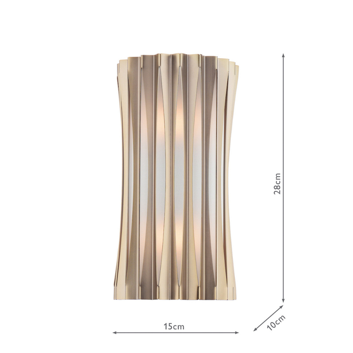 Dar Netra Satin Bronze 2 Light Wall Light Complete With Ivory Shade Inner