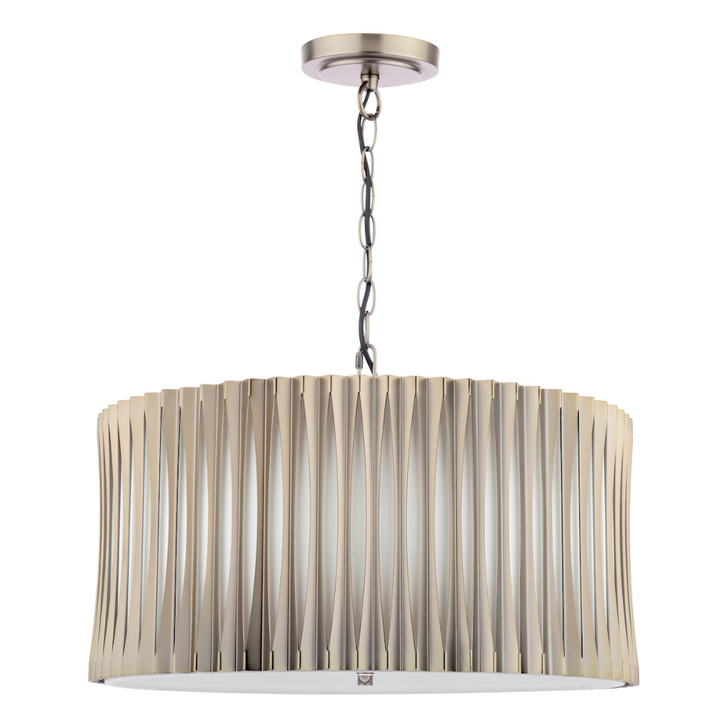 Dar Netra Satin Bronze 3 Light Pendant Complete With Ivory Shade Inner