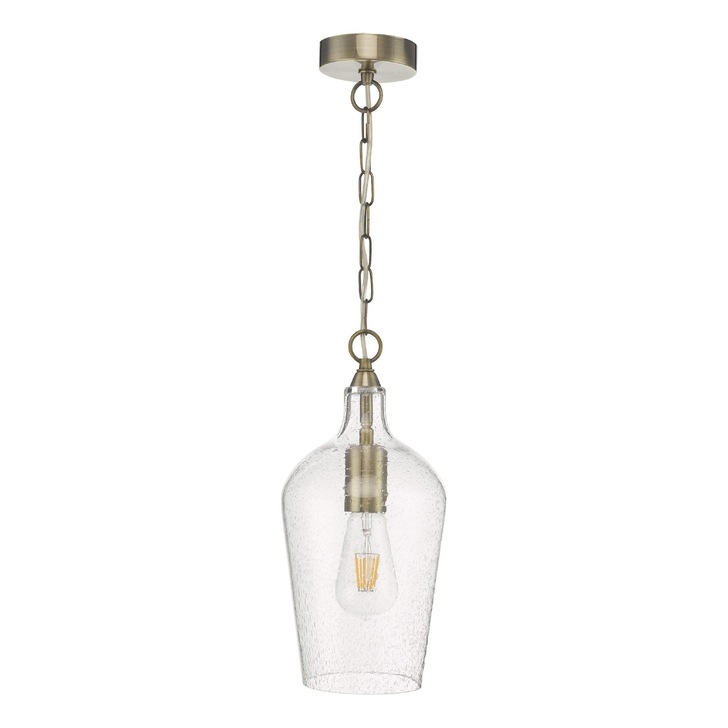 Dar Nida Antique Brass Pendant With Clear Glass