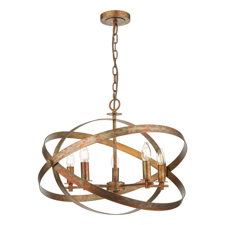 Dar Nitya 5 Light Industrial Orb Pendant Mottled Copper