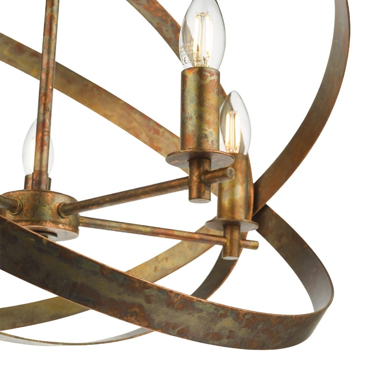 Dar Nitya 5 Light Industrial Orb Pendant Mottled Copper