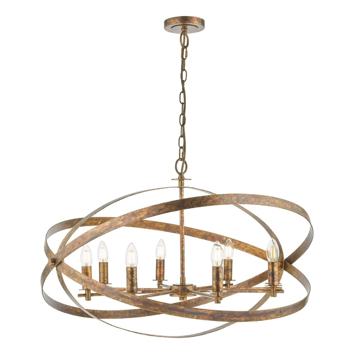 Dar Nitya 8 Light Industrial Orb Pendant Mottled Copper