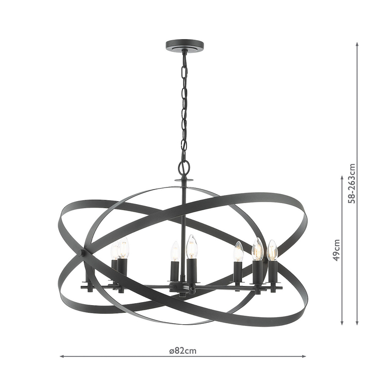 Dar Nitya 8 Light Pendant Matt Black