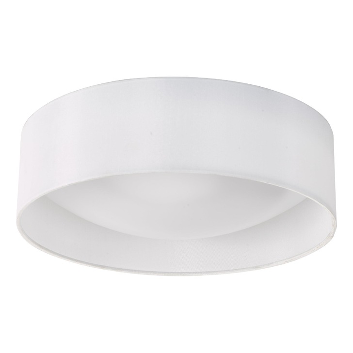 Dar Nysa 2 Light Flush Ceiling Light With White Faux Silk Shade - 40cm