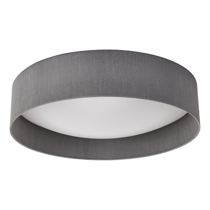 Dar Nysa 3 Light Flush Ceiling Light With Grey Faux Silk Shade - 60cm