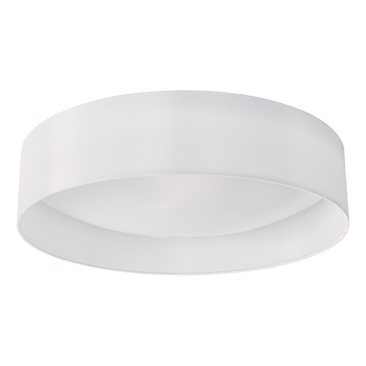 Dar Nysa 3 Light Flush Ceiling Light With White Faux Silk Shade - 60cm