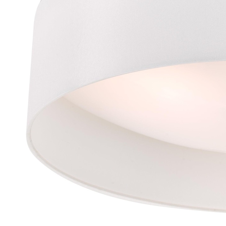 Dar Nysa 3 Light Flush Ceiling Light With White Faux Silk Shade - 60cm