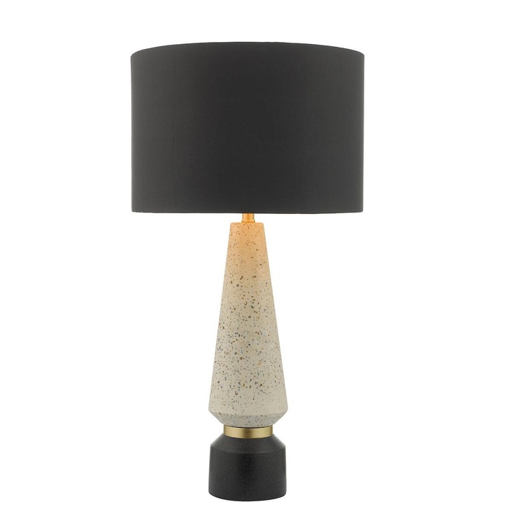 Dar Onora ONO4255 Table Lamp In Matt Stone & Matt Black Finish Complete With Black Shade