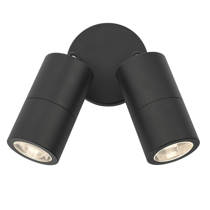 Dar Ortega ORT0922 Exterior 2 Light Wall Light In Matt Black Finish - IP65