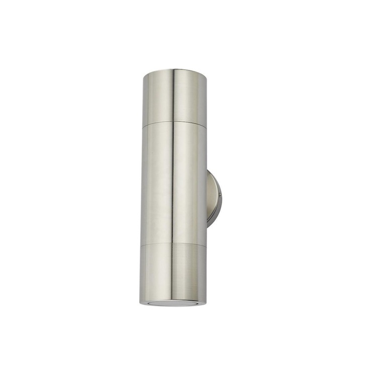 Dar Ortega ORT3268 Exterior 2 Light Wall Light In Brushed Aluminium Finish - IP65