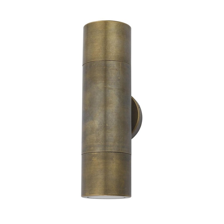 Dar Ortega ORT3275 Exterior 2 Light Wall Light In Aged Brass Finish - IP65