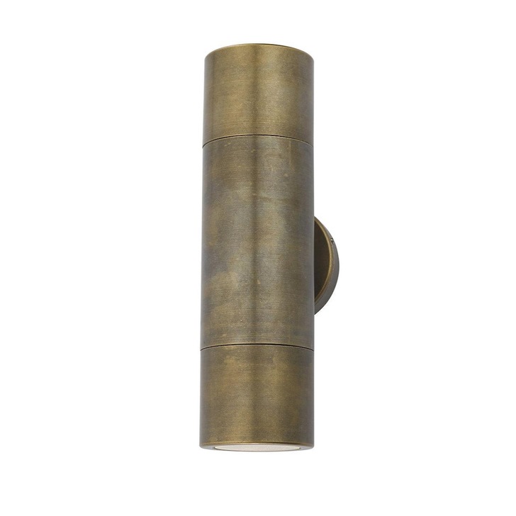 Dar Ortega ORT3275 Exterior 2 Light Wall Light In Aged Brass Finish - IP65