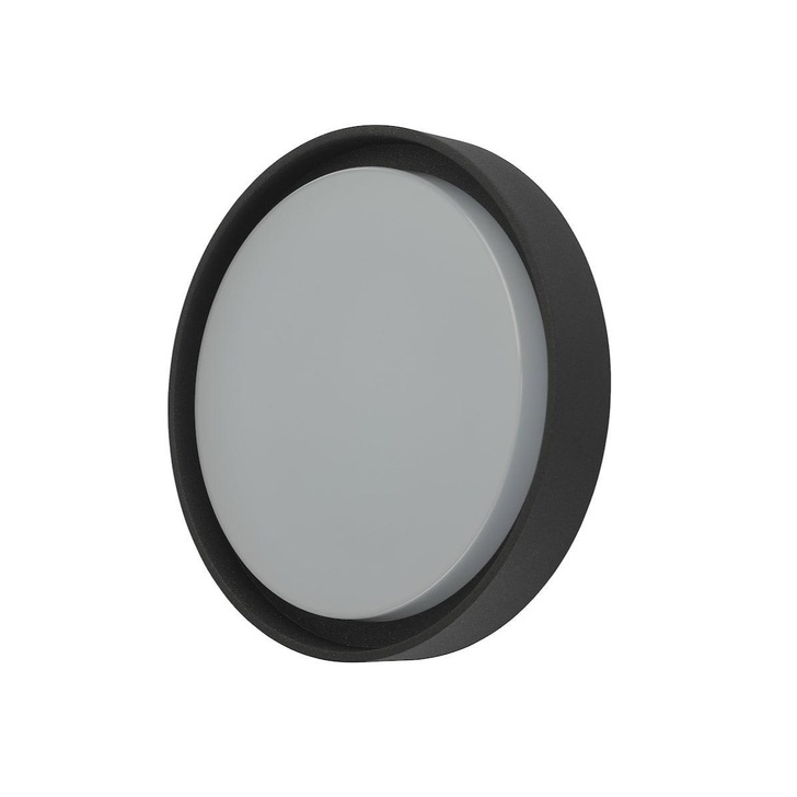 Dar Ralph RAL5039 Exterior Large Round Flush Ceiling/Wall Light In Anthracite With White Plastic Diffuser - IP65