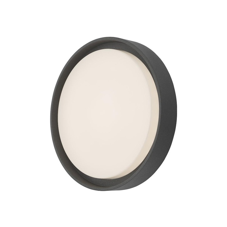 Dar Ralph RAL5039 Exterior Large Round Flush Ceiling/Wall Light In Anthracite With White Plastic Diffuser - IP65