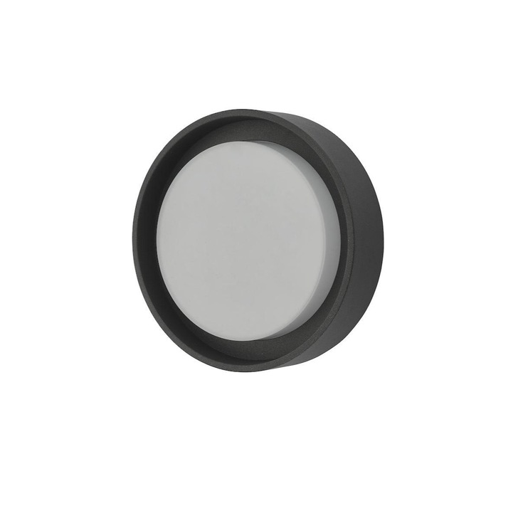 Dar Ralph RAL5239 Exterior Small Round Flush Ceiling/Wall Light In Anthracite With White Plastic Diffuser - IP65