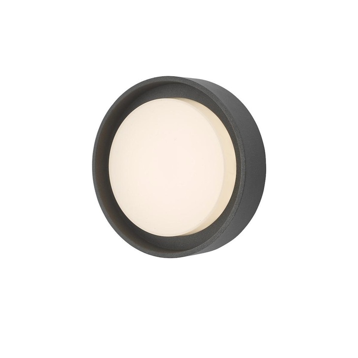 Dar Ralph RAL5239 Exterior Small Round Flush Ceiling/Wall Light In Anthracite With White Plastic Diffuser - IP65