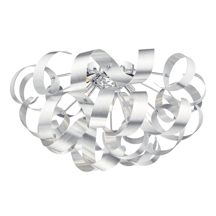 Dar Rawley RAW0550 Brushed Aluminium 5 Light Flush Ceiling Light