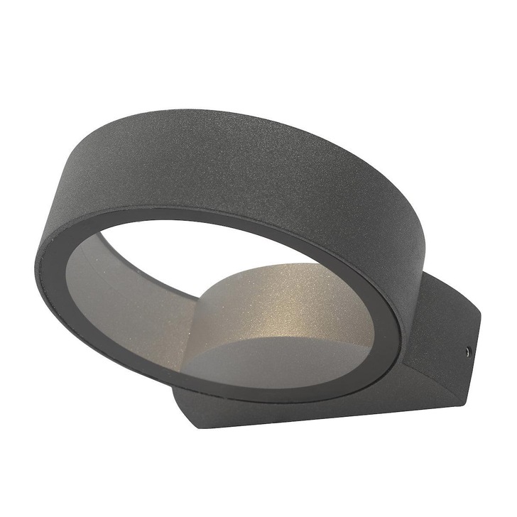 Dar Reon REO3239 Exterior Single LED Circle Wall Light In Anthracite Finish - IP65