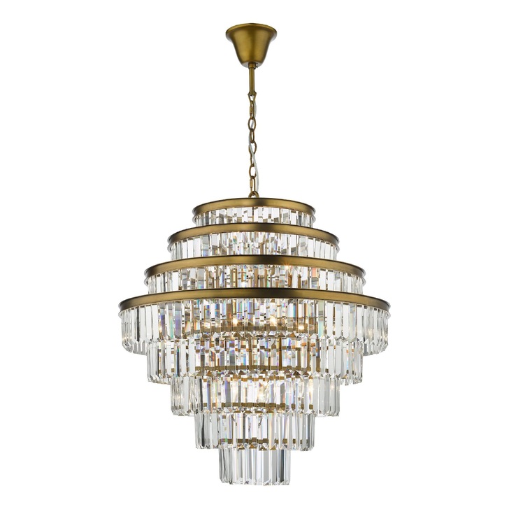 Dar Rhapsody 12 Light Bronze Crystal Chandelier