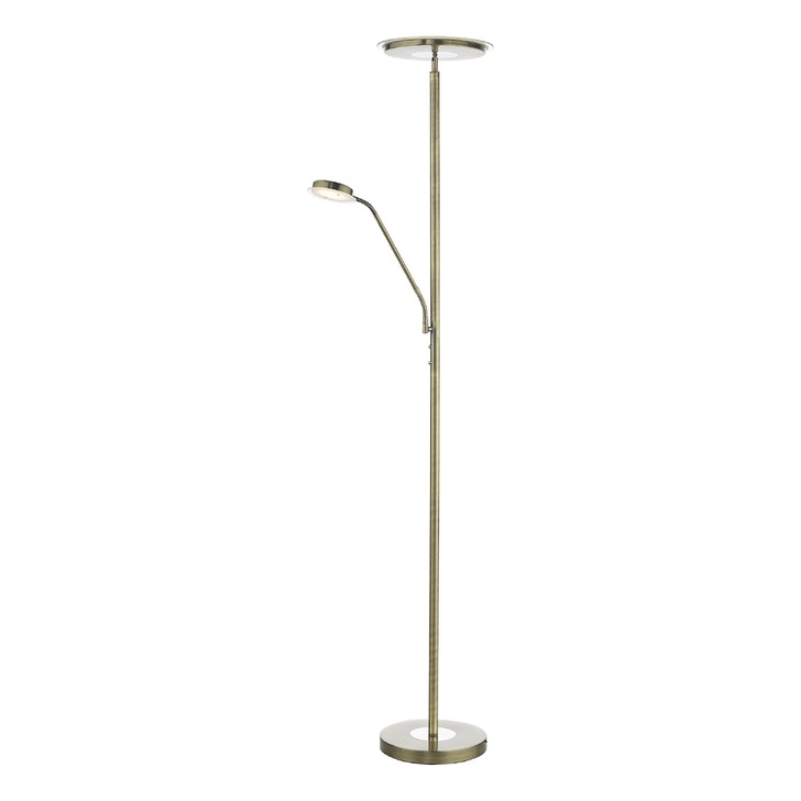 Dar Shelby Antique Brass Mother & Child LED Floor Lamp