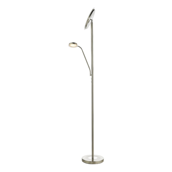 Dar Shelby Satin Nickel Mother & Child LED Floor Lamp